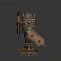 Steampunk Mechanical Weapon With Large Spiked Gear And Metallic Base Intricate Industrial Design Elements