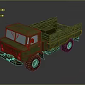 Green Military Truck With Front Cab Open Cargo Bed And Off Road Tires