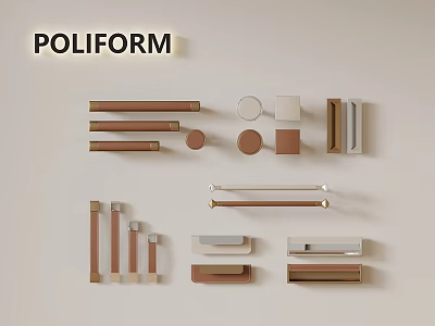Poliform Cabinet Handles Collection With Various Modern Designs Shapes And Colors 3d model