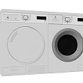 White Front Load Washing Machines With Control Panels And Digital Displays 3d model