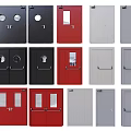 Various Swing Doors with Multiple Styles Available in Black Red Grey Colors 3d model