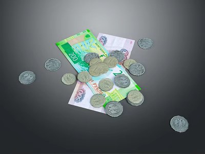 Creative Sculpture Artwork Crafted From Coins And Paper Currency Notes 3d model