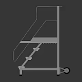 Stainless Steel Mobile Platform Ladder With Handrails Steps And Wheels 3d model