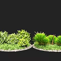 Two Green Plant Arrangements With Bushes Grass White Flowers And Pebble Base