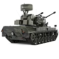 Military Tank with Dual Cannons Top Mounted Equipment Camouflage Finish and Track System