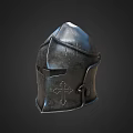 Medieval Metal Helmet With Cross Decoration Visor And Vintage Armor Design