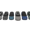Various Colored SUV Cars Arranged in Two Rows with Different Exteriors