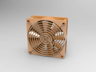 Industrial Equipment Square Metal Housing Cooling Fan with Protective Grille and Mounting Holes 3d model