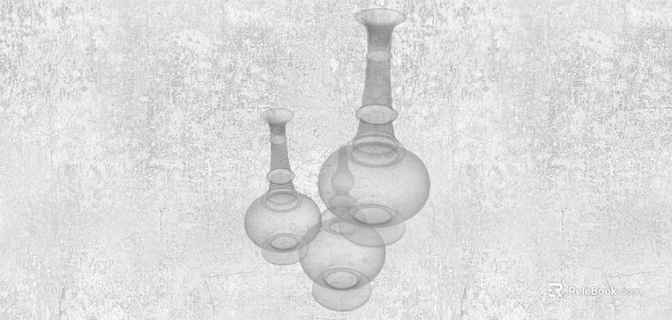 Decorative Vase Ornament Set With Three Pieces In Various Heights And Textured Background 3d model 