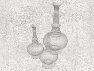 Decorative Vase Ornament Set With Three Pieces In Various Heights And Textured Background 3d model