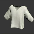 White V Neck Linen Top With Loose Sleeves Casual Comfortable Design