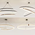 Modern Curved Circular Chandeliers With Illuminated LED Light Frames In Various Designs 3d model