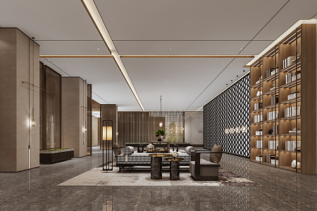 New Chinese Hall Club Lobby Sales Hall 3d model