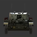 Detailed Military Armored Tank With Green Camouflage Cannon Tracks Turret And Storage Boxes