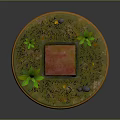 Vintage Telephone Booth Decorative Model With Red Roof Green Ivy Grass Stones And Circular Base