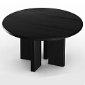 Black Round Wooden Coffee Table Modern Design With Sturdy Square Legs 3d model