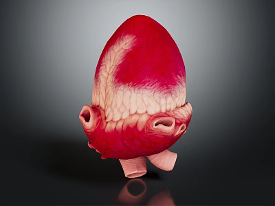 Detailed Human Heart Organ Model With Hair Like Textured Surface And Anatomical Details 3d model