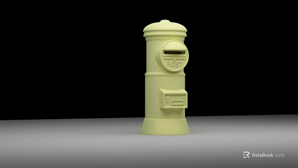 Public Yellow Mailbox With Dome Top Delivery Slot And Base Structure 3d model 