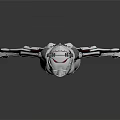 Futuristic Metallic Robot Character With Silver Red Armor And Humanoid Design