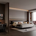 Modern Bedroom Design With King Size Bed Wooden Floor Nightstand Accent Chair And Large Window