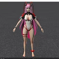 Anime Female Character with Pink Hair Cat Ears and Mechanical Outfit Near Modern Building