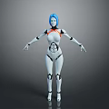 Children Friendly Humanoid Robot Toy With Blue Hair White Body And Orange Details