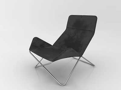 Modern Black Leather Leisure Chair With Metal Frame And Minimalist Design 3d model
