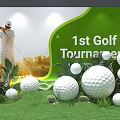 1st Golf Tournament Photo Spot With Golfer Silhouette Green Turf And Golf Balls