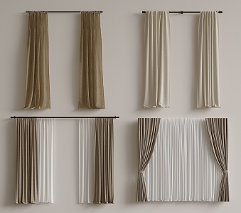 Modern Curtain Window Screen Cloth Curtain Gauze Blinds Plain Color Curtain Solid Color Curtain Roman Rod 3d model