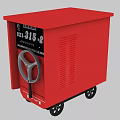 Red Portable Industrial Equipment with Wheels Control Panel and Display Screen 3d model