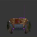Armored Military Vehicle With Camouflage Cover And Attached Trailer Track Wheels