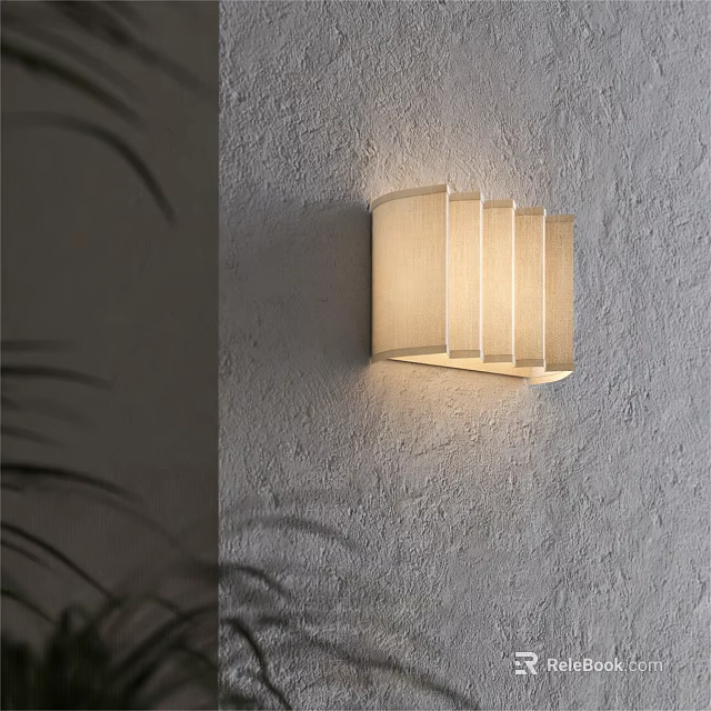 Modern Minimalist Wall Lamp With Fabric Shade On Textured Wall And Soft Lighting 3d model 