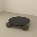 Round Brown Coffee Table With Sphere Legs And Minimalist Design 3d model