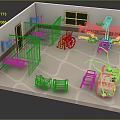 Medical Room Interior With Surgical Equipment Wheelchair Hospital Bed And Examination Table