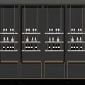 Modern Wine Cabinet Design With Multiple Shelves Holding Wine Bottles And Glasses