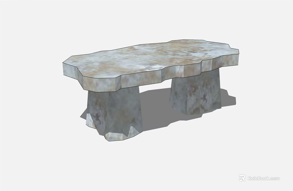 Natural Stone Landscape Seat with Irregular Shape and Textured Surface for Outdoor Garden 3d model 