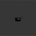 Military Warship Naval Vessel With Guns Number 124 Dark Red Hull