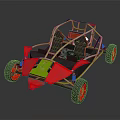 Off Road Go Kart Featuring Green Frame Red Body Black Seats And Wheels