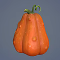 Orange Carved Pumpkin With Smiling Face Design Lit Interior And Green Curly Vine