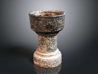 Ancient Bronze Sculpture Carving With Pedestal Base And Decorative Patterns 3d model