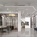 Modern Store Interior With Glass Doors Display Shelves And Seating Furniture