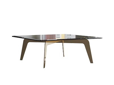 Modern Minimalist Coffee Table With Glass Top And Geometric Metal Legs 3d model