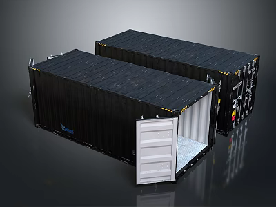 Black Container Truck With Open Door And White Interior For Transportation 3d model