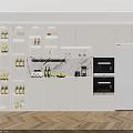Modern Kitchen Wine Cabinet Design With Glass Doors Marble Countertop And Cabinets