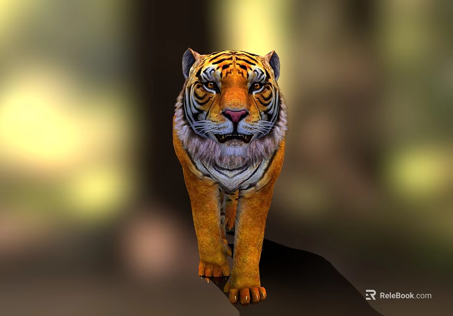 Wild Reptile Lizard Resting On Tree Trunk In Forest Habitat 3d model 