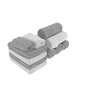 Soft Gray Towels Stacked and Rolled in Various Styles for Bathroom Decor