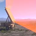 Industrial Trailer Mounted Equipment Featuring Tilted Top Structure In Desert Mountain Landscape