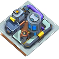 Cartoon Futuristic Mechanical Scene With Blue Glowing Core Control Panel And Pipes
