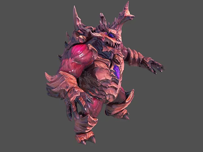3D Mythical Creature Character With Spiked Armored Shell And Purple Core 3d model