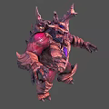 3D Mythical Creature Character With Spiked Armored Shell And Purple Core 3d model